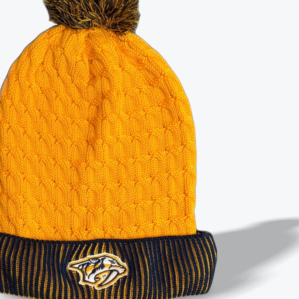 Fanatics NHL‎ Nashville Predators Knit Pom Hat Gold Black Beanie Winter Cap